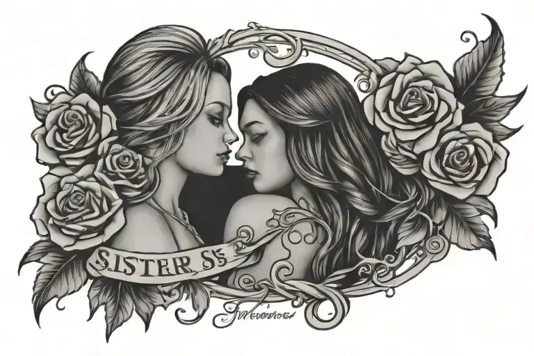 sisters by chance friends by choice tattoo design idea