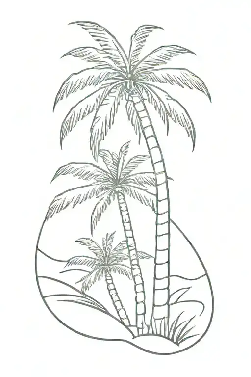 palm tree, bulk head tattoo design idea