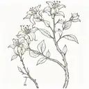 ash tree, sheltering a lily and pearl embraced tattoo design idea