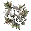 dove and rose intertwined tattoo design idea