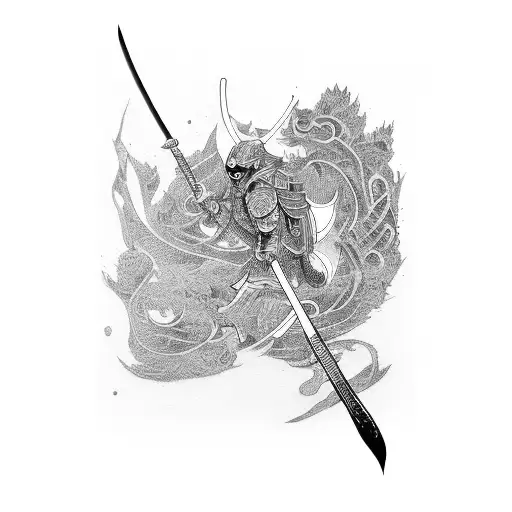 katana with kanji tattoo design idea