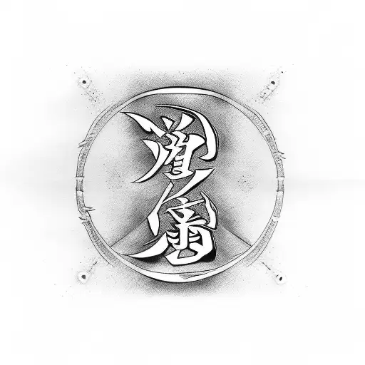 katana with kanji  tattoo design idea