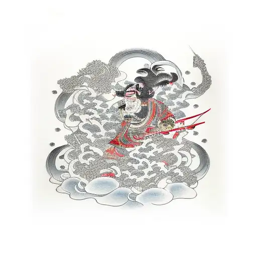 katana with kanji long and narrow tattoo design idea