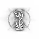 katana with kanji  tattoo design idea