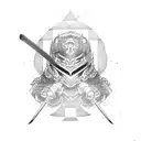 katana with kanji  tattoo design idea