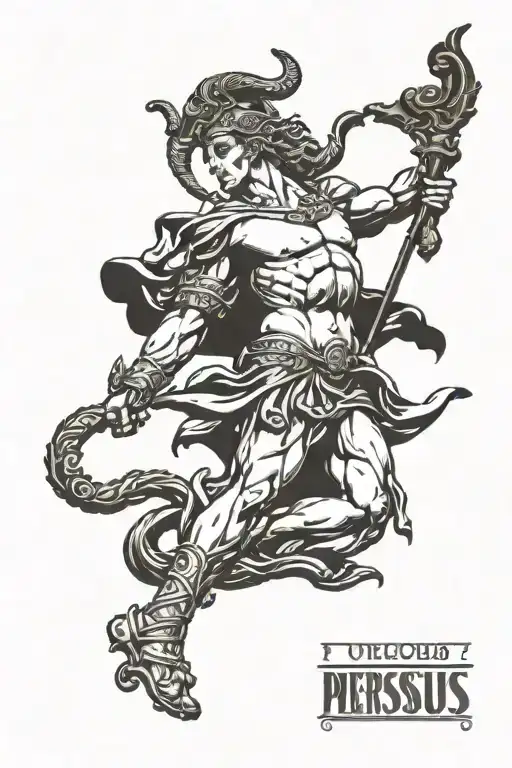 greek, gods, perseus greek mythology statue tattoo design idea