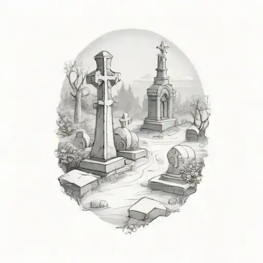 graveyard tattoo design idea