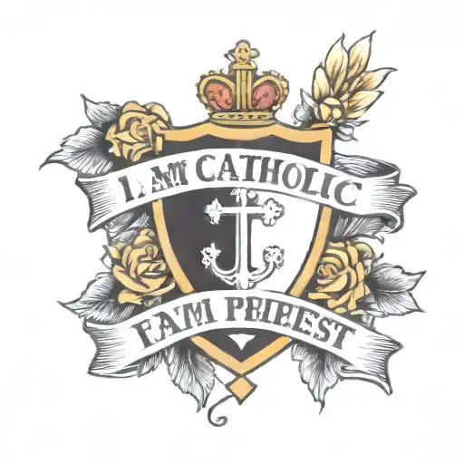 words "I am a Catholic, please call a Priest"  tattoo design idea