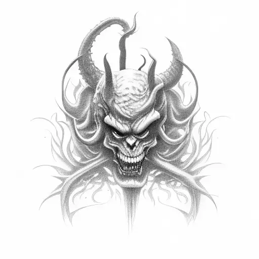 demon and smoke tattoo design idea