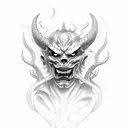 demon and smoke tattoo design idea