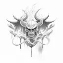 demon and smoke tattoo design idea