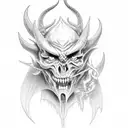 demon and smoke tattoo design idea
