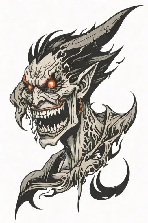 demon crying tattoo design idea