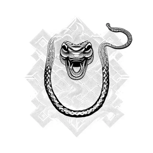 katana with snake coiled with fire tattoo design idea