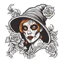 ghost face with flowers tattoo design idea