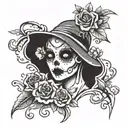ghost face with flowers tattoo design idea