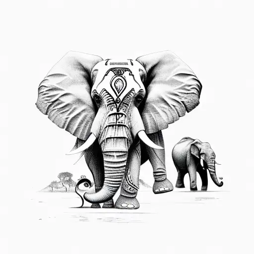 Elephant face tattoo design idea