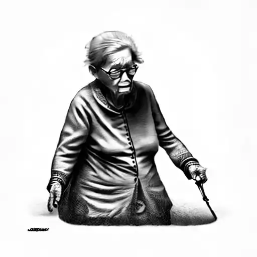 an elderly woman tattoo design idea