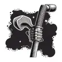 A carpenter's hammer morphing into a golf club with intricate dotwork details tattoo design idea