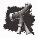 A carpenter's hammer morphing into a golf club with intricate dotwork details tattoo design idea