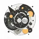 A planet smashing into another planet tattoo design idea