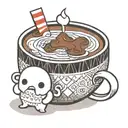 A mug of hot chocolate with a large marshmallow inside cute anthropomorphic  tattoo design idea
