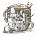 A mug of hot chocolate with a large marshmallow inside cute anthropomorphic  tattoo design idea