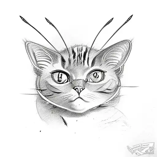 butterfly with cat eyes tattoo design idea