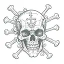 traditional  skull and crossbones tattoo design idea