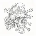 traditional  skull and crossbones tattoo design idea