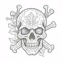 traditional  skull and crossbones tattoo design idea