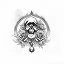 Skull + Roses + Rock n' Roll + Guitar tattoo design idea