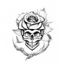 Skull + Roses + Rock n' Roll + Guitar tattoo design idea