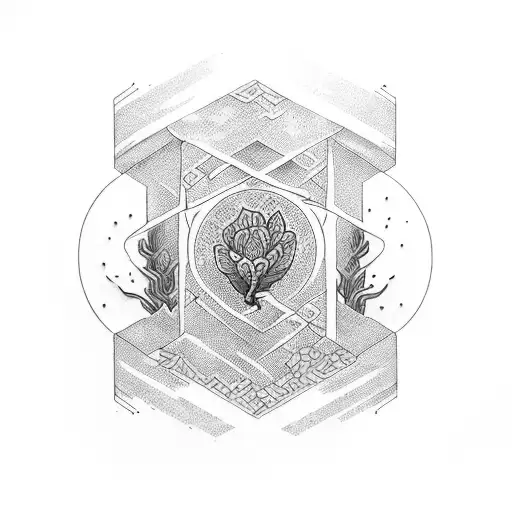 neo traditionel ancient Vase with cracks and a broken piece. Inside are ivy and lavender plants tattoo design idea