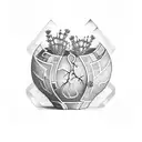 ancient Vase with cracks and a broken piece. Inside are ivy and lavender plants tattoo design idea