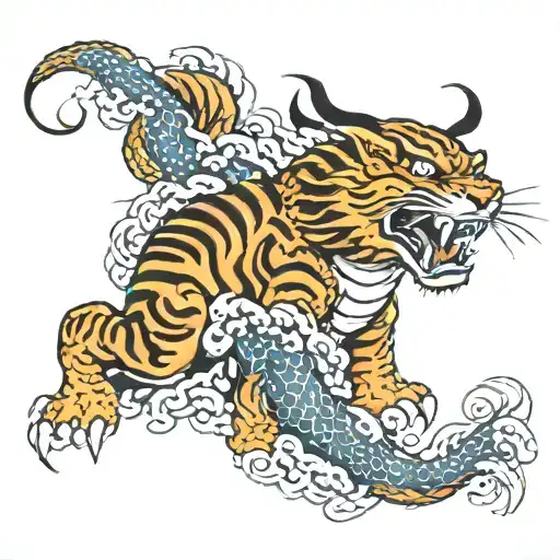 dragon tiger tattoo design idea