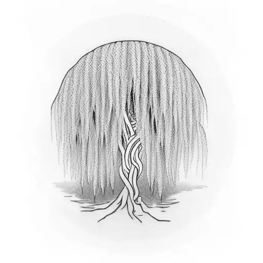 weeping willow with vines wrapping around tattoo design idea