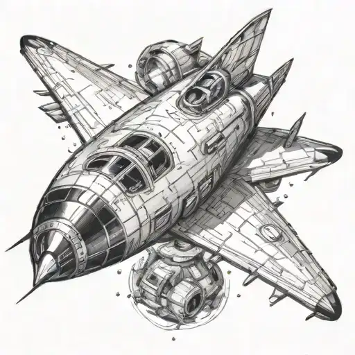 rocket ship tattoo design idea