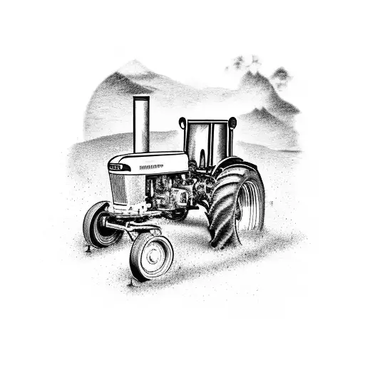 John deer tractor with a cardinal tattoo design idea