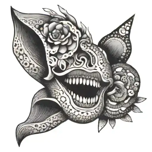 big titties shaped like they belong in my mouth wide open tattoo design idea