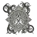 jewish tree of life surrounded by a crown.   tattoo design idea