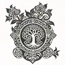 jewish tree of life surrounded by a crown.   tattoo design idea