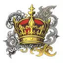 Golden crown with moonlight and sunlight reflecting off of it.  it has hebrew writing tattoo design idea