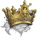 Golden crown with moonlight and sunlight reflecting off of it.  it has hebrew writing tattoo design idea