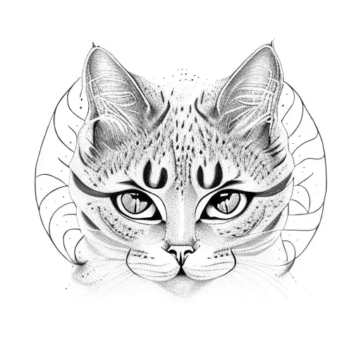 Cat with three eyes tattoo design idea