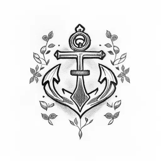 floral Anchor with heart in it tattoo design idea