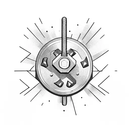 Dumbbell with the reflection of a construction site in the background tattoo design idea