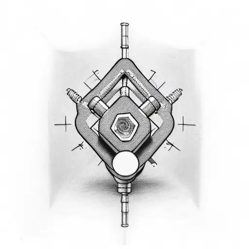 Dumbbell with the reflection of a construction site in the background tattoo design idea