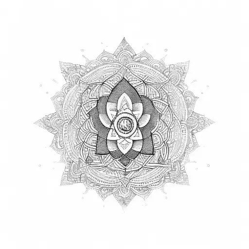 A beautifully designed mandala with symbols representing your faith and spirituality tattoo design idea