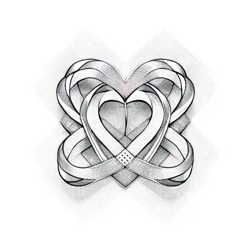 A delicate ribbon intertwined with a heart, symbolizing breast cancer awareness tattoo design idea